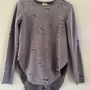 H&M Distressed Charcoal Long Sleeve Top